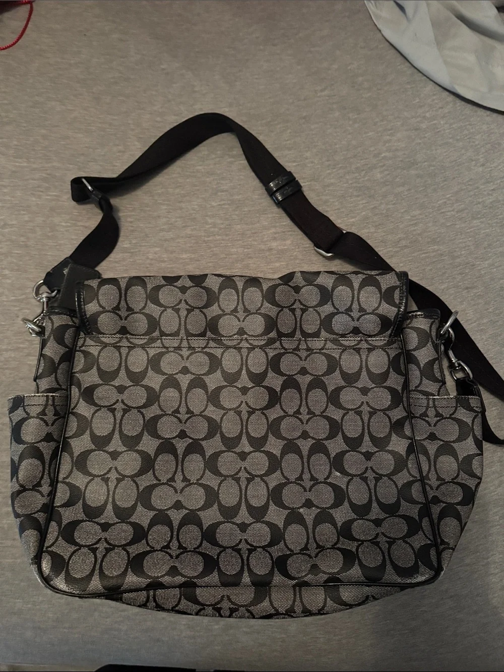 Coach Gray and Black Signature Crossbody Bag